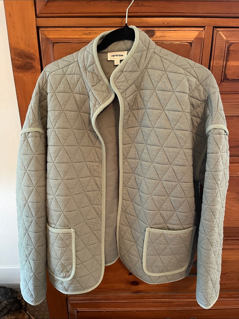 Rareraw Women’s Quilted Light Green Collarless Jacket NWOT